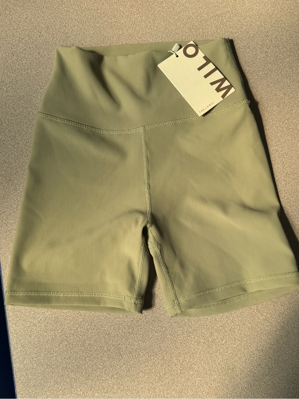 Wilo The Label NWT Rosemary Green Ribbed Biker Shorts 5” Inseam Size XS Preppy